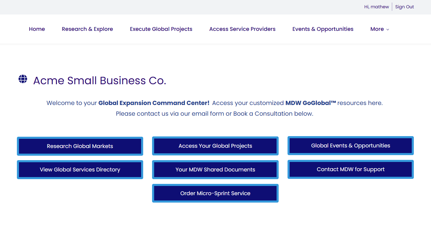 Sample Client Dashboard