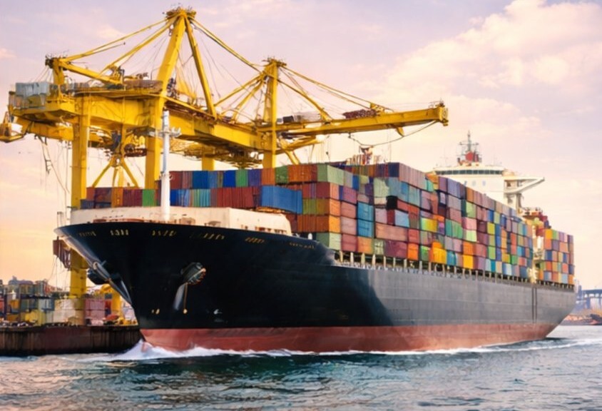 Container ship at dock